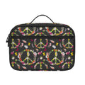 Hippie Peace Sign Flower Pattern Print Portable Lunch Bag