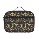 Hippie Peace Sign Flower Pattern Print Portable Lunch Bag
