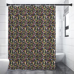Hippie Peace Sign Flower Pattern Print Premium Shower Curtain