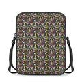 Hippie Peace Sign Flower Pattern Print Rectangular Crossbody Bag