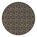 Hippie Peace Sign Flower Pattern Print Round Floor Mat