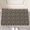 Hippie Peace Sign Flower Pattern Print Rubber Doormat