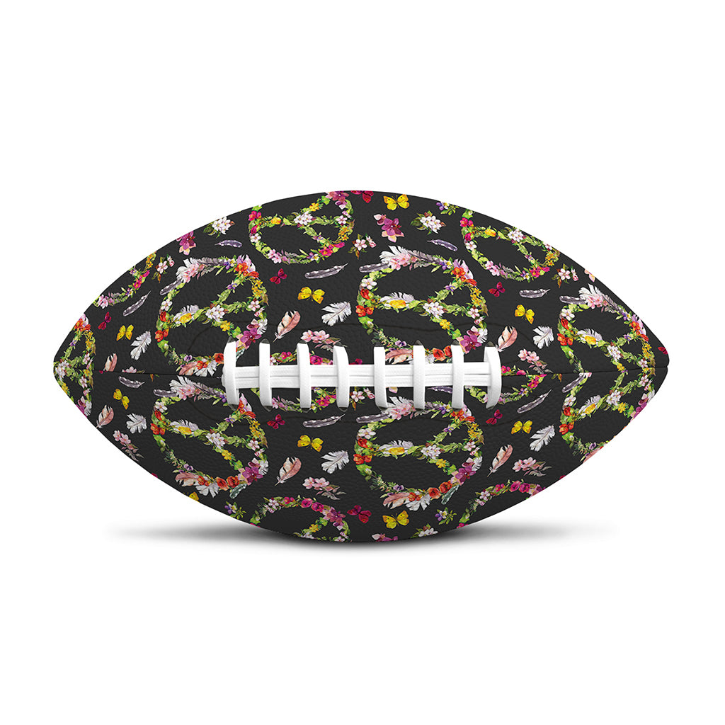 Hippie Peace Sign Flower Pattern Print Rugby Ball