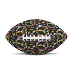 Hippie Peace Sign Flower Pattern Print Rugby Ball