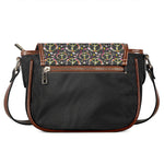 Hippie Peace Sign Flower Pattern Print Saddle Bag