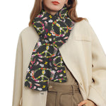 Hippie Peace Sign Flower Pattern Print Scarf