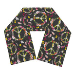 Hippie Peace Sign Flower Pattern Print Scarf