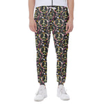 Hippie Peace Sign Flower Pattern Print Scuba Joggers