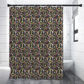 Hippie Peace Sign Flower Pattern Print Shower Curtain