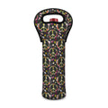 Hippie Peace Sign Flower Pattern Print Single Neoprene Wine Tote
