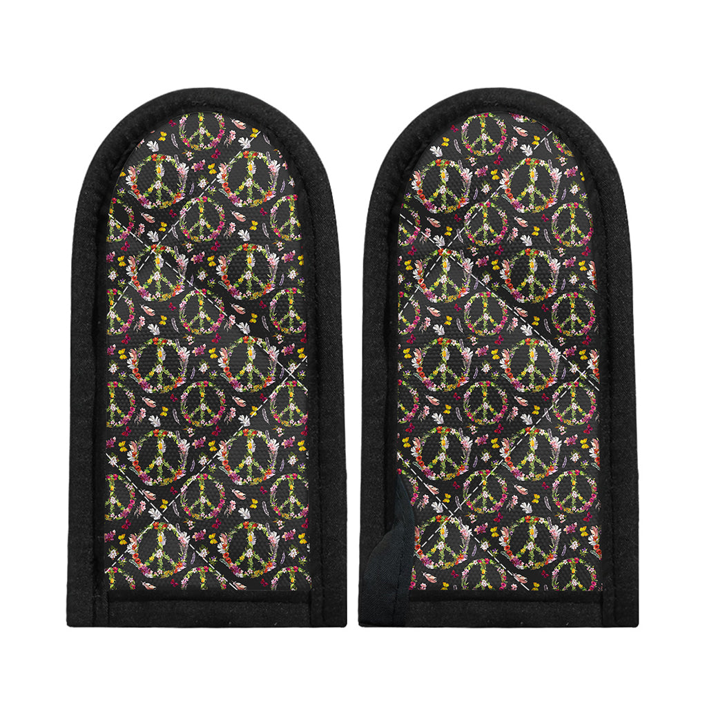 Hippie Peace Sign Flower Pattern Print Skillet Handle Cover