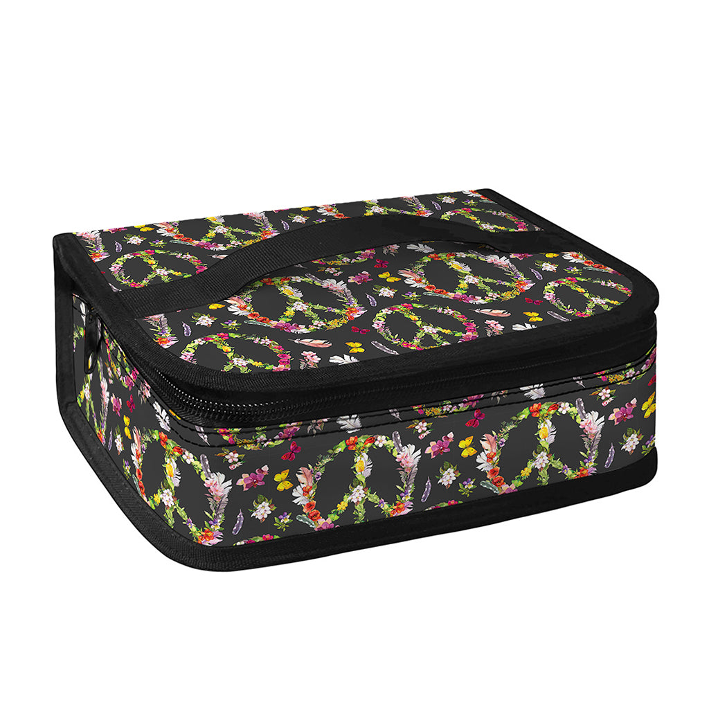 Hippie Peace Sign Flower Pattern Print Small Lunch Bag