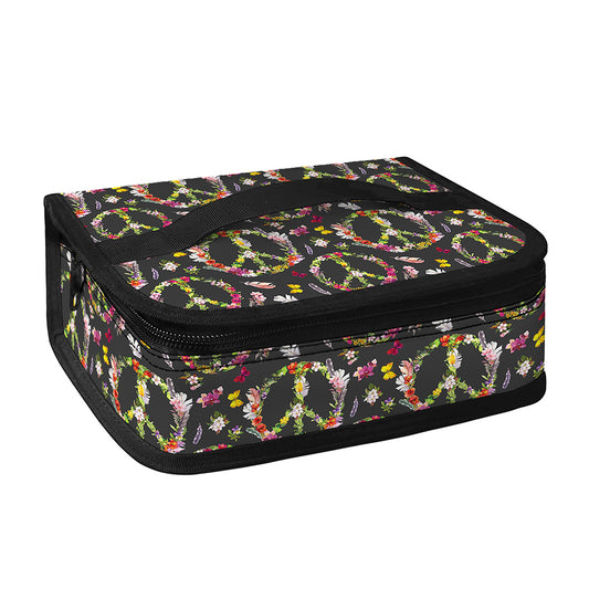 Hippie Peace Sign Flower Pattern Print Small Lunch Bag