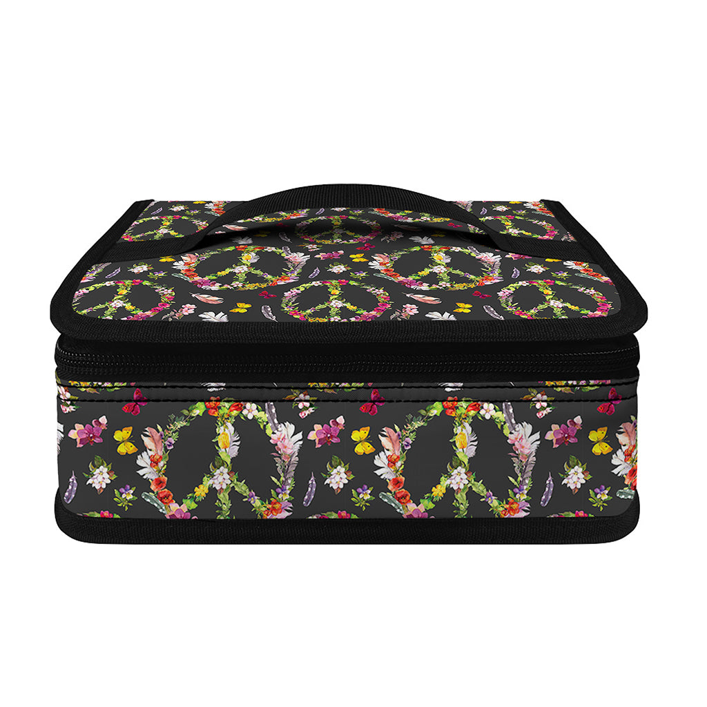 Hippie Peace Sign Flower Pattern Print Small Lunch Bag