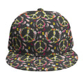 Hippie Peace Sign Flower Pattern Print Snapback Cap