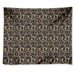 Hippie Peace Sign Flower Pattern Print Tapestry