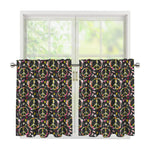 Hippie Peace Sign Flower Pattern Print Tier Curtains