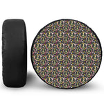 Hippie Peace Sign Flower Pattern Print Tire Cover