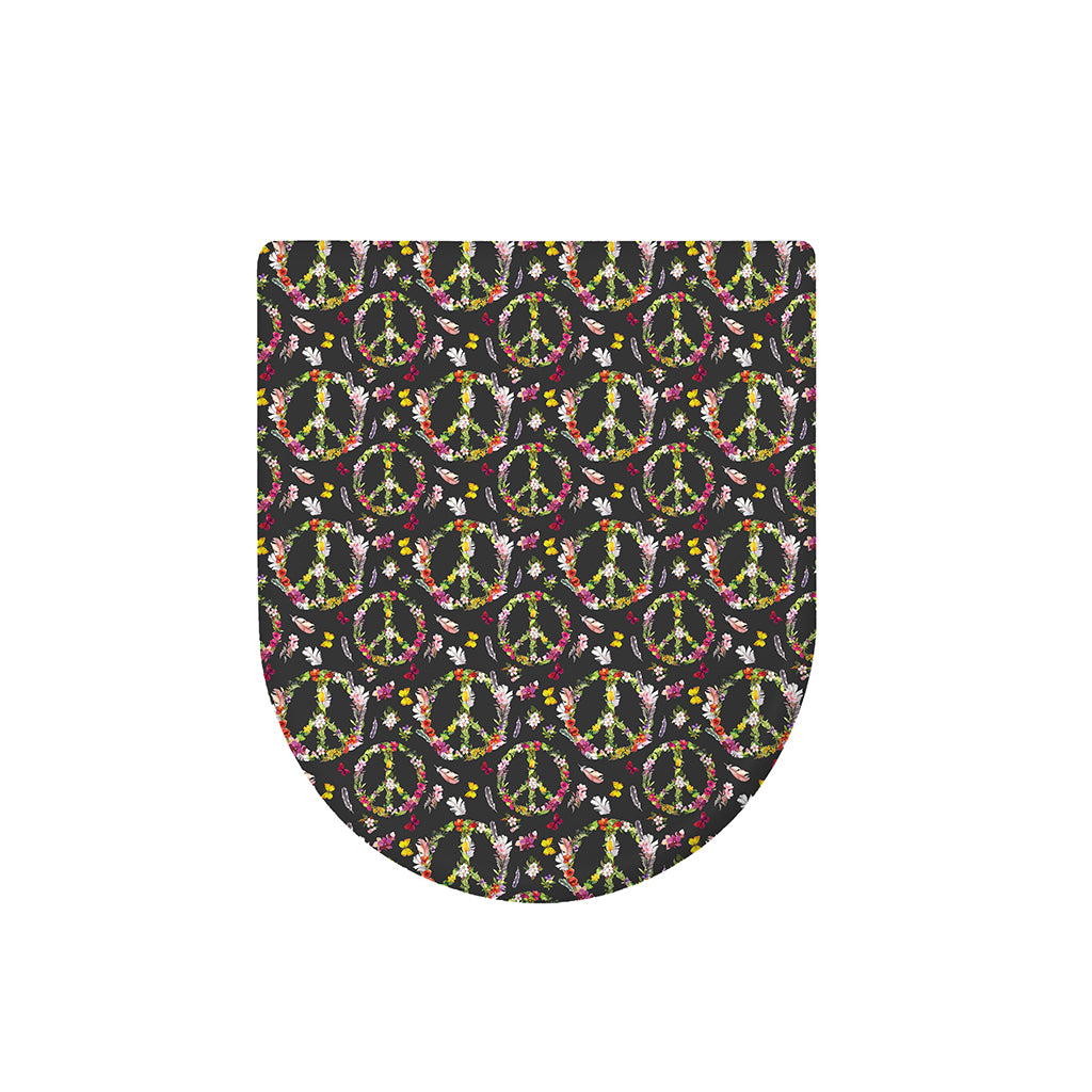 Hippie Peace Sign Flower Pattern Print Toilet Lid Cover