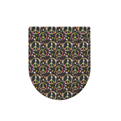 Hippie Peace Sign Flower Pattern Print Toilet Lid Cover