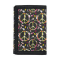 Hippie Peace Sign Flower Pattern Print Trifold Wallet