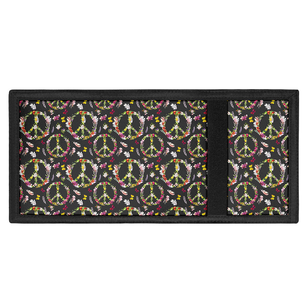 Hippie Peace Sign Flower Pattern Print Trifold Wallet