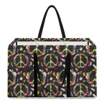 Hippie Peace Sign Flower Pattern Print Utility Tote Bag