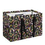 Hippie Peace Sign Flower Pattern Print Utility Tote Bag