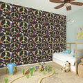 Hippie Peace Sign Flower Pattern Print Wall Sticker