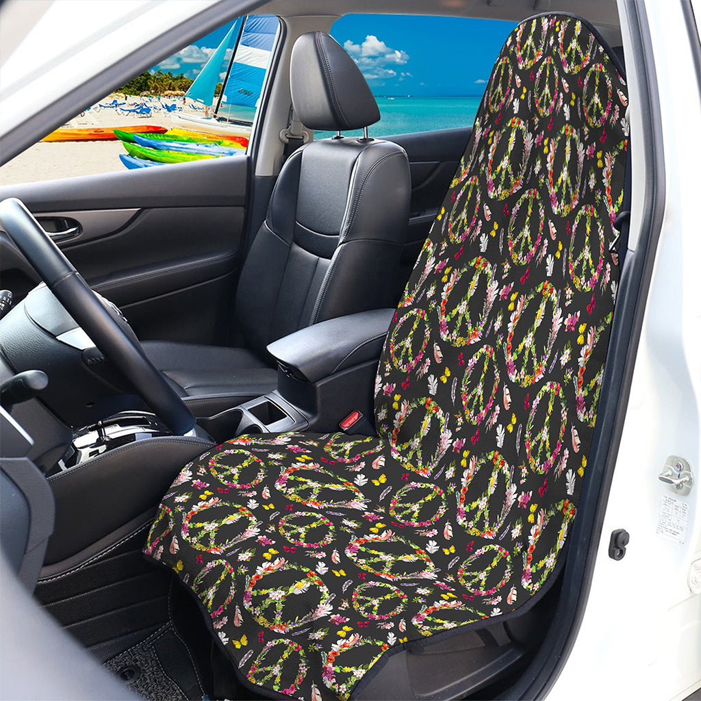 Hippie Peace Sign Flower Pattern Print Waterproof Car Seat Cover