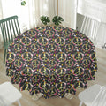Hippie Peace Sign Flower Pattern Print Waterproof Round Tablecloth