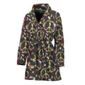 Hippie Peace Sign Flower Pattern Print Women's Bathrobe