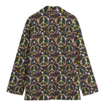 Hippie Peace Sign Flower Pattern Print Women's Blazer