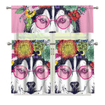 Hippie Siberian Husky Print 3 Piece Kitchen Curtains