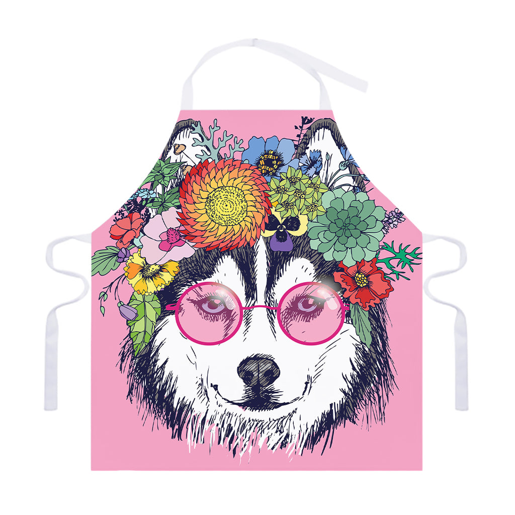 Hippie Siberian Husky Print Adjustable Apron