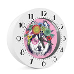 Hippie Siberian Husky Print Alarm Clock