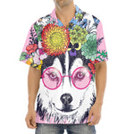Hippie Siberian Husky Print Aloha Shirt