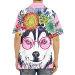 Hippie Siberian Husky Print Aloha Shirt