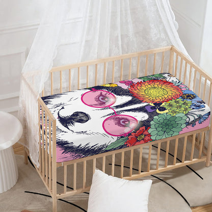 Hippie Siberian Husky Print Baby Crib Sheet