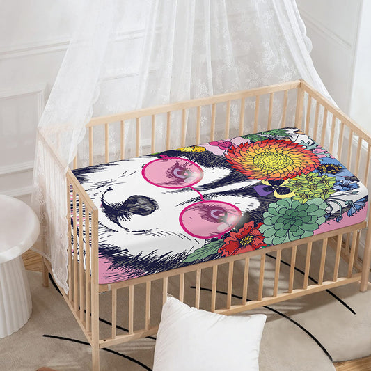 Hippie Siberian Husky Print Baby Crib Sheet