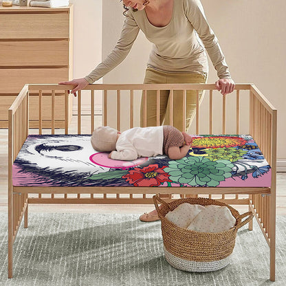 Hippie Siberian Husky Print Baby Crib Sheet