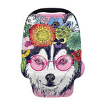 Hippie Siberian Husky Print Baby Seat Cover