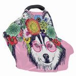 Hippie Siberian Husky Print Baby Seat Cover