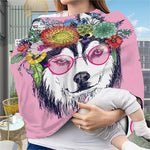 Hippie Siberian Husky Print Baby Seat Cover