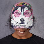 Hippie Siberian Husky Print Baseball Cap