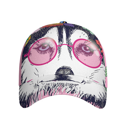 Hippie Siberian Husky Print Baseball Cap