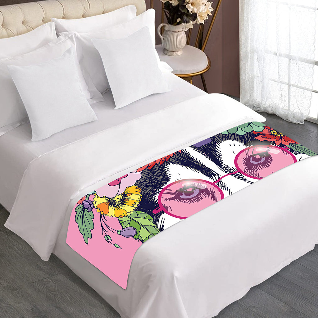 Hippie Siberian Husky Print Bed Runner