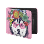 Hippie Siberian Husky Print Bifold Wallet