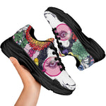 Hippie Siberian Husky Print Black Chunky Shoes