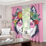 Hippie Siberian Husky Print Blackout Grommet Curtains
